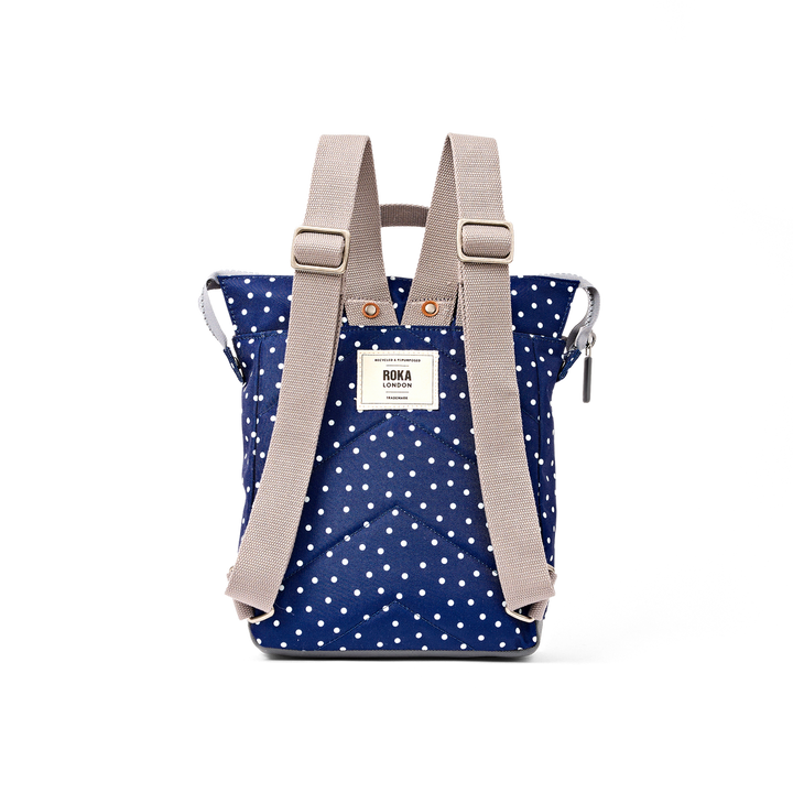 Roka London- Bantry B Backpack small- Navy Poka Dot