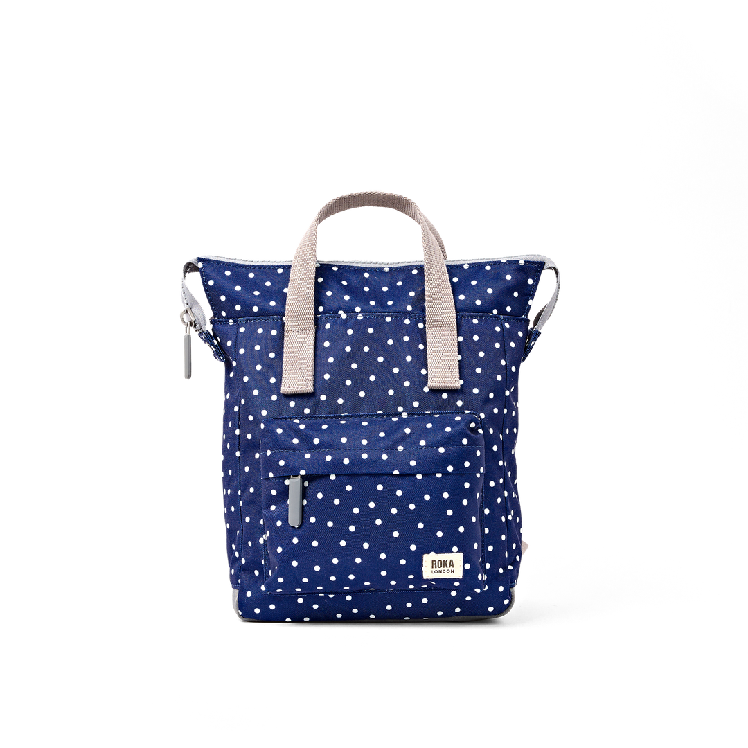 Roka London- Bantry B Backpack small- Navy Poka Dot