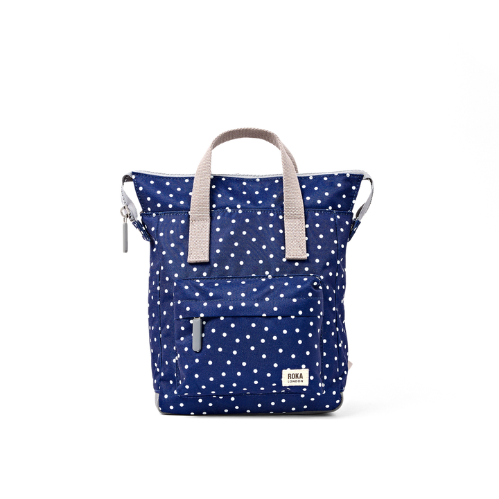 Roka London- Bantry B Backpack small- Navy Poka Dot