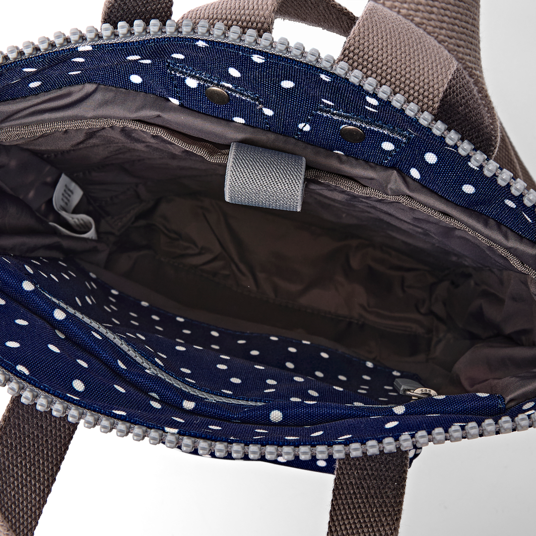 Roka London- Bantry B Backpack small- Navy Poka Dot