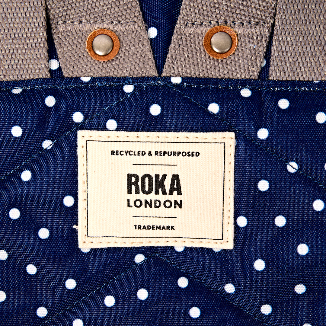 Roka London- Bantry B Backpack small- Navy Poka Dot