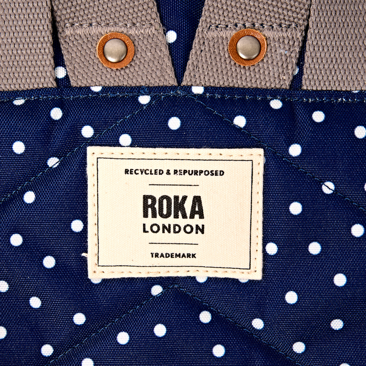 Roka London- Bantry B Backpack small- Navy Poka Dot