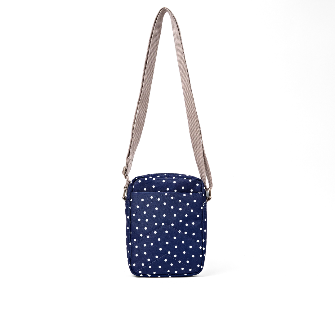 Roka London Bond Crossbody Bag - Small - Navy Polka Dot