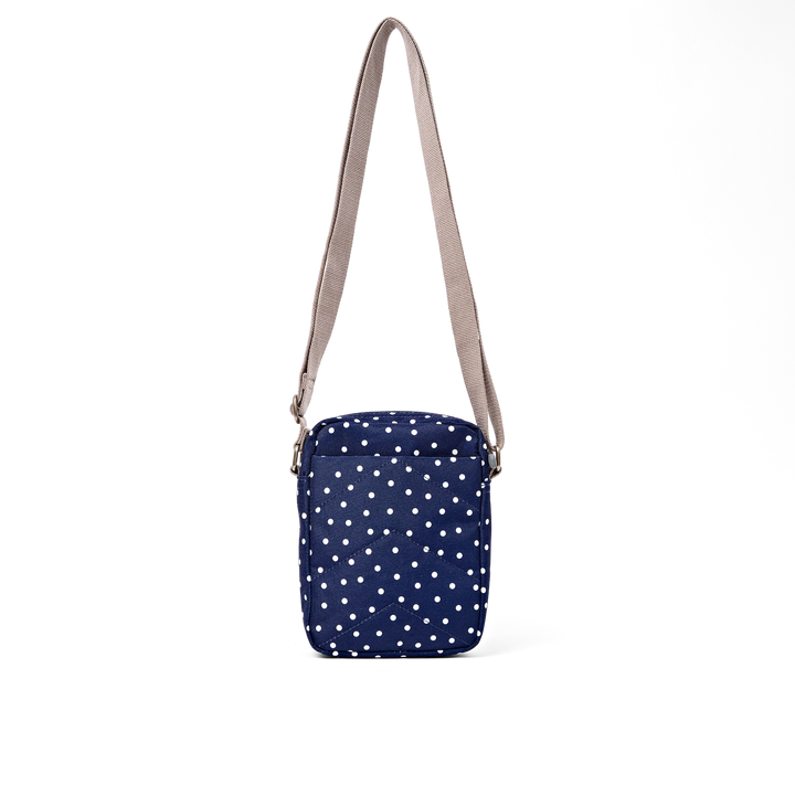 Roka London Bond Crossbody Bag - Small - Navy Polka Dot