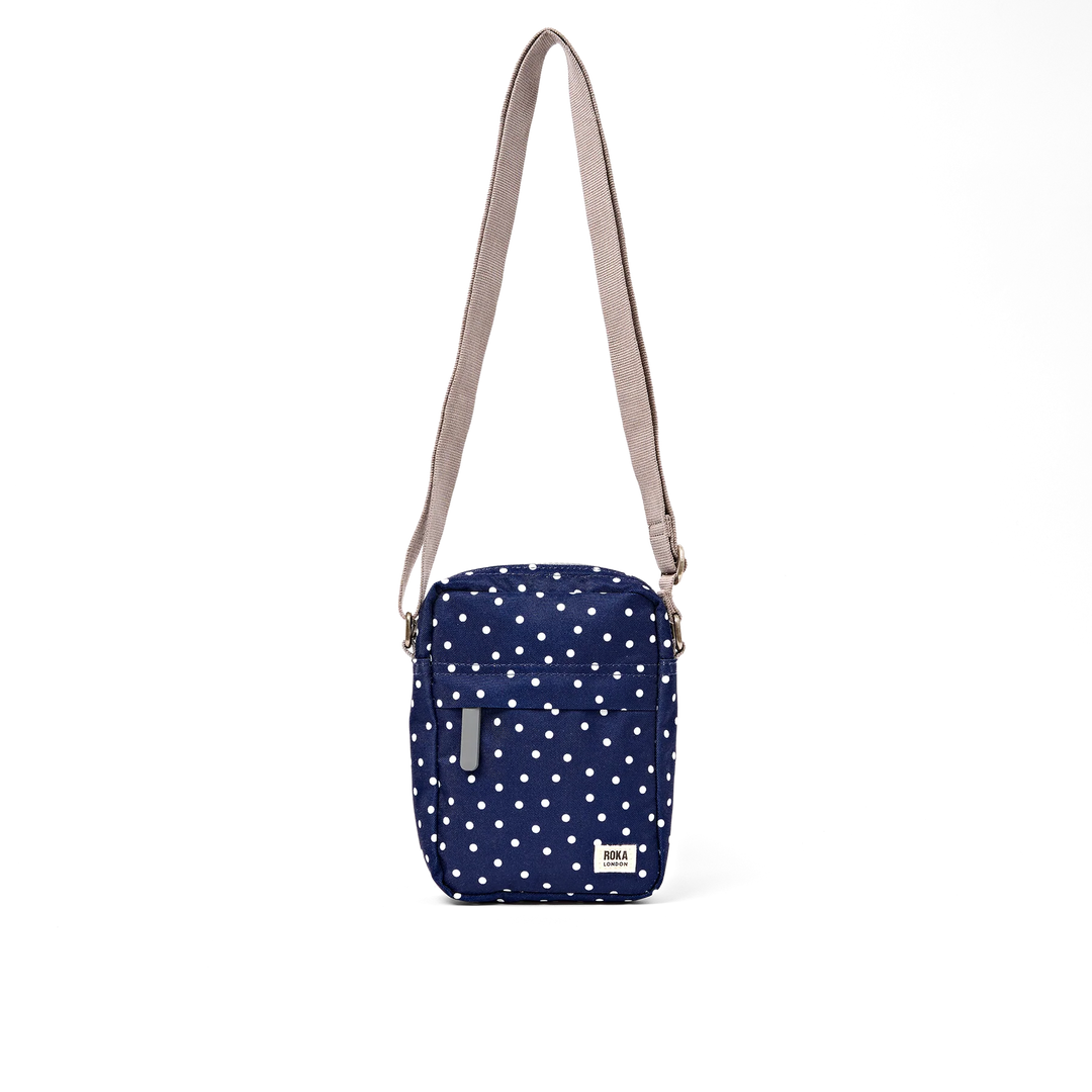 Roka London Bond Crossbody Bag - Small - Navy Polka Dot