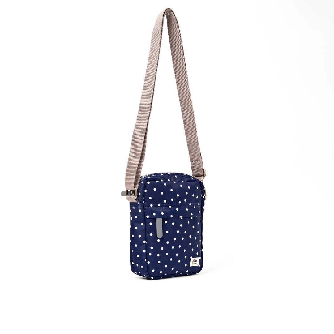 Roka London Bond Crossbody Bag - Small - Navy Polka Dot