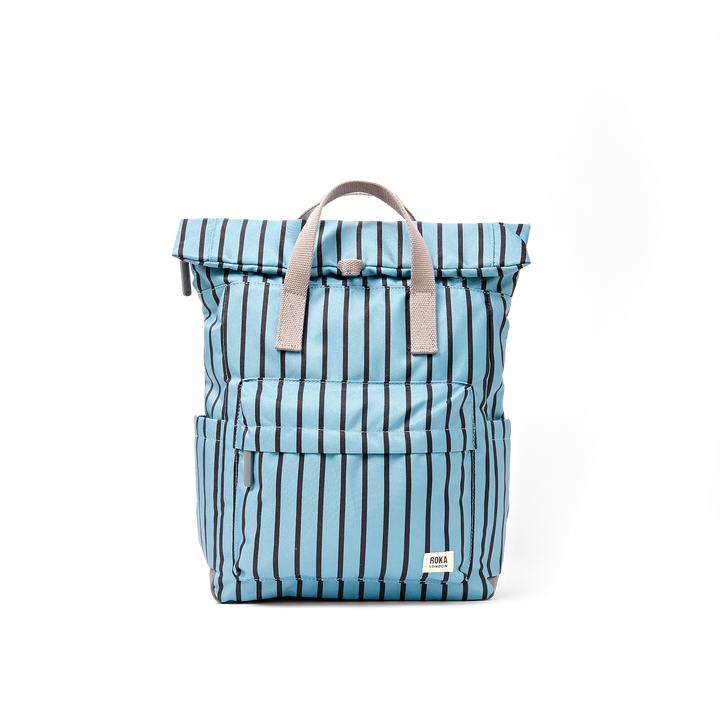 Roka London Canfield Roll Top Backpack- Blue Stripe