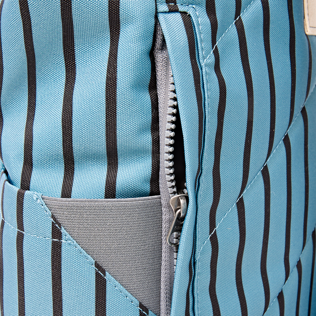 Roka London Canfield Roll Top Backpack- Blue Stripe