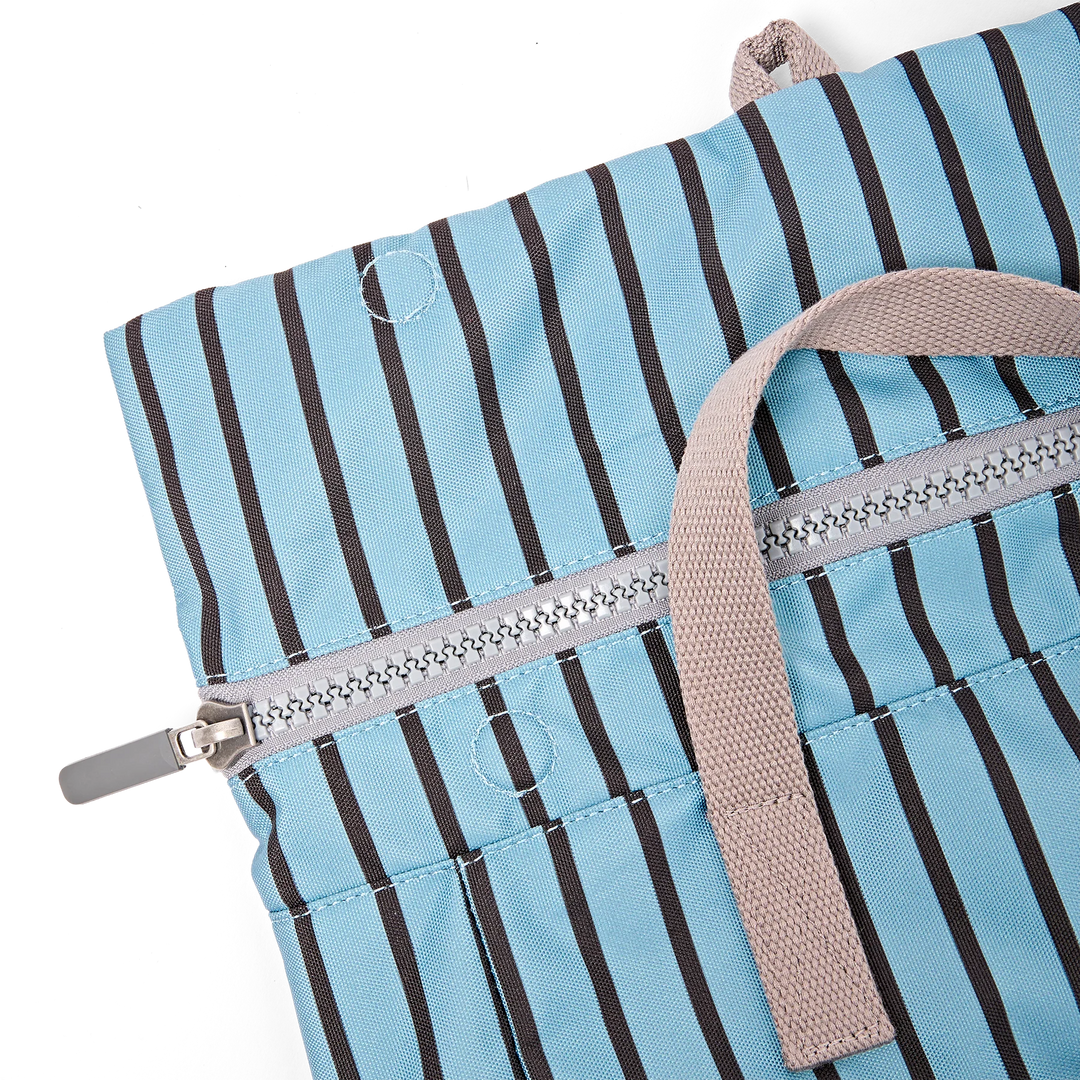 Roka London Canfield Roll-Top Backpack - Medium - Blue Stripe
