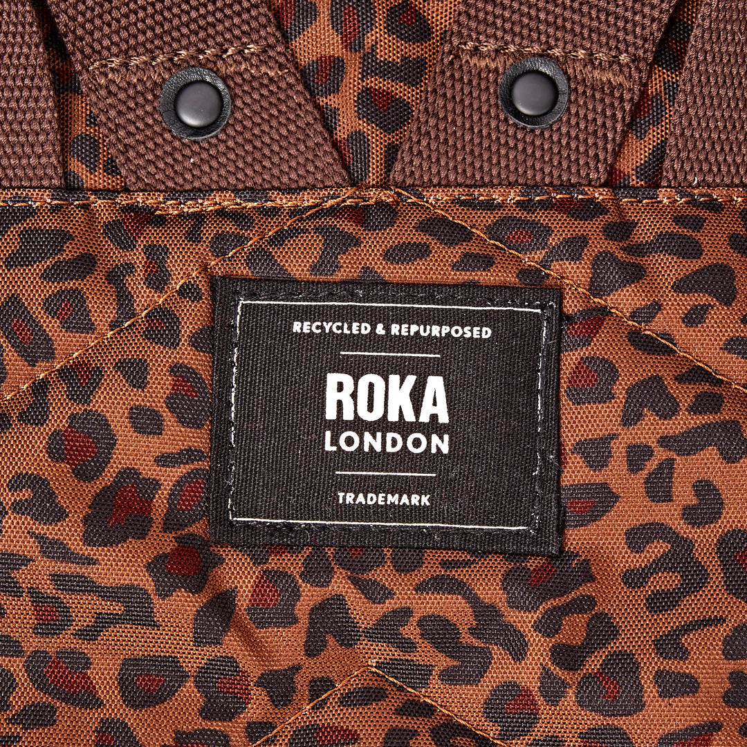 Roka London Canfield Roll Top Backpack Small- Mini Leopard Print