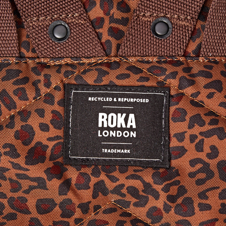 Roka London Canfield Roll Top Backpack Small- Mini Leopard Print