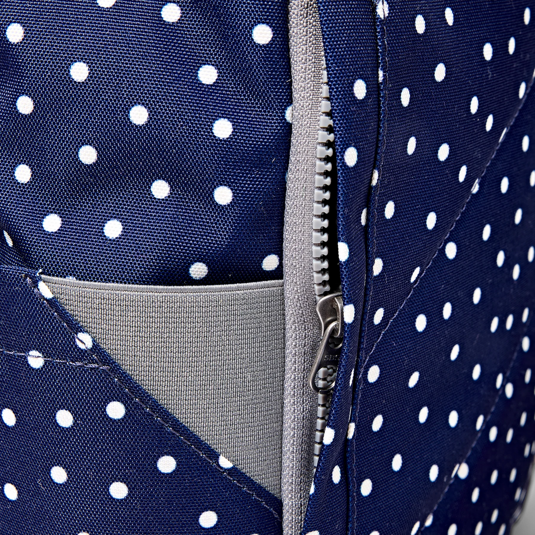 Roka London Canfield Roll-Top Backpack - Medium - Navy Polka Dot