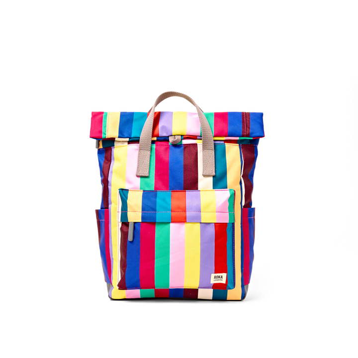 Roka London Canfield Roll Top Backpack - Small - Wide Multi Stripe