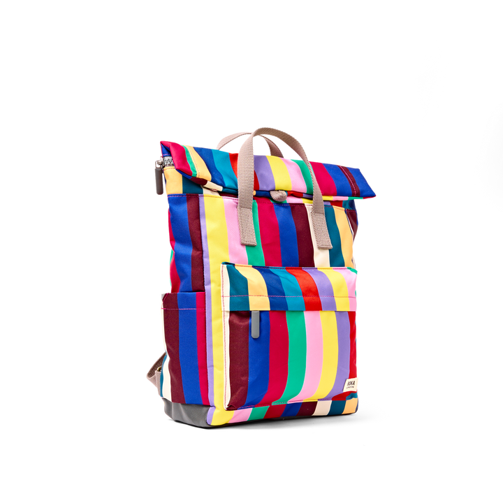 Roka London Canfield Roll Top Backpack - Small - Wide Multi Stripe