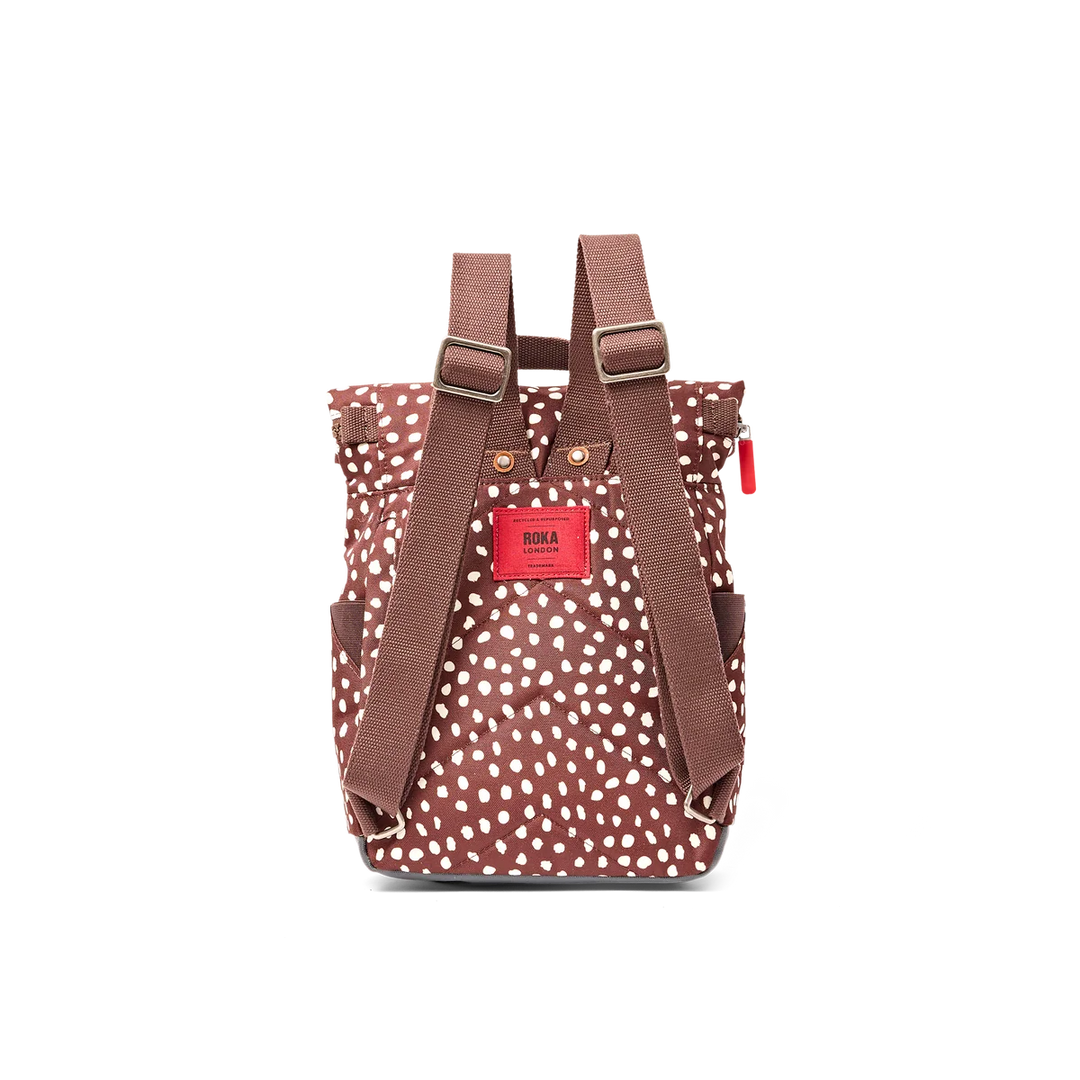 Roka London Canfield Roll Top Small Backpack - Brown Dot
