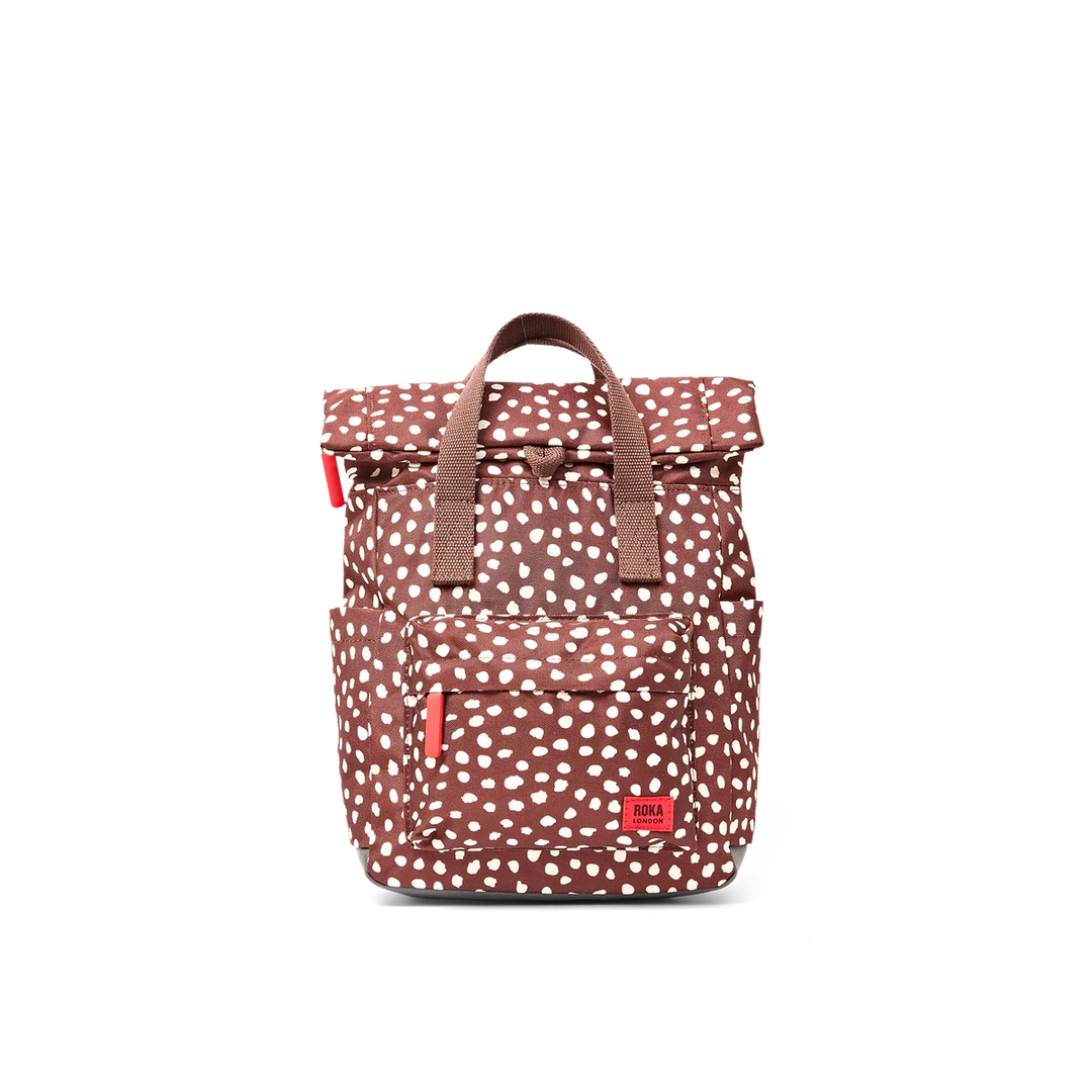 Roka London Canfield Roll Top Small Backpack - Brown Dot
