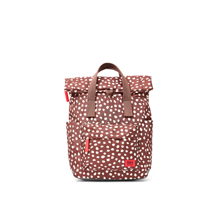Roka London Canfield Roll Top Small Backpack - Brown Dot