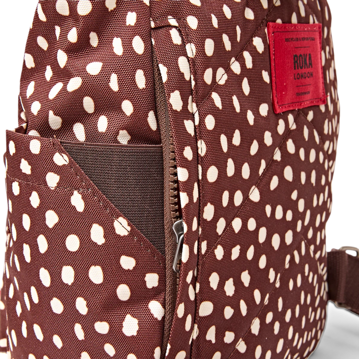 Roka London Canfield Roll Top Small Backpack - Brown Dot