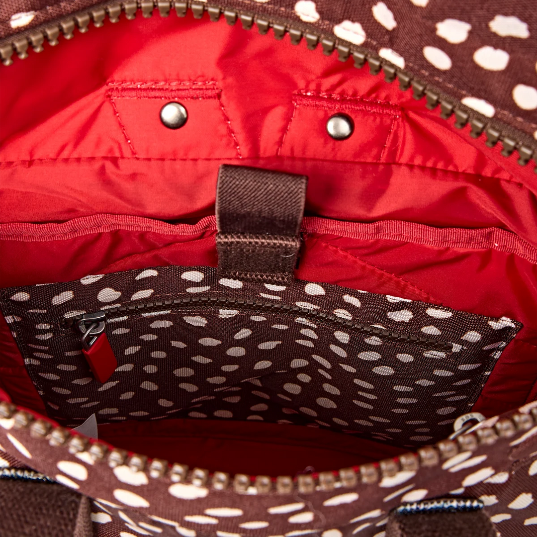 Roka London Canfield Roll Top Small Backpack - Brown Dot
