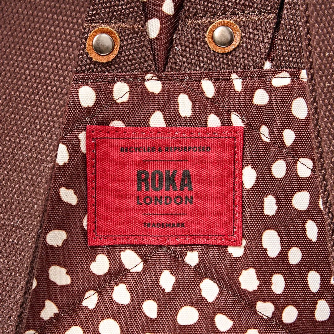 Roka London Canfield Roll Top Small Backpack - Brown Dot