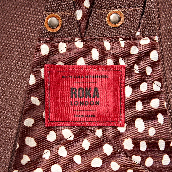 Roka London Canfield Roll Top Small Backpack - Brown Dot