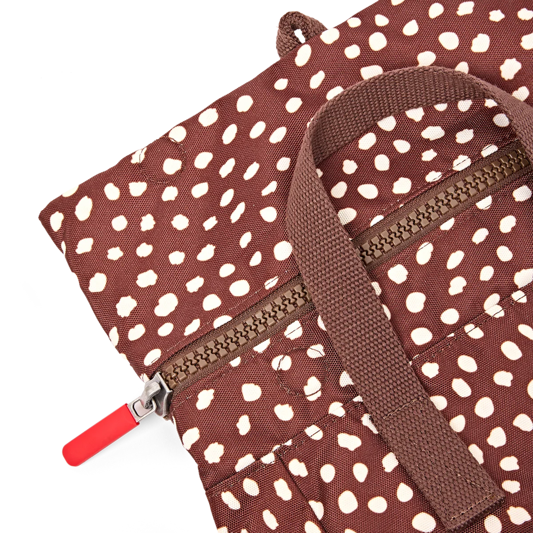 Roka London Canfield Roll Top Small Backpack - Brown Dot