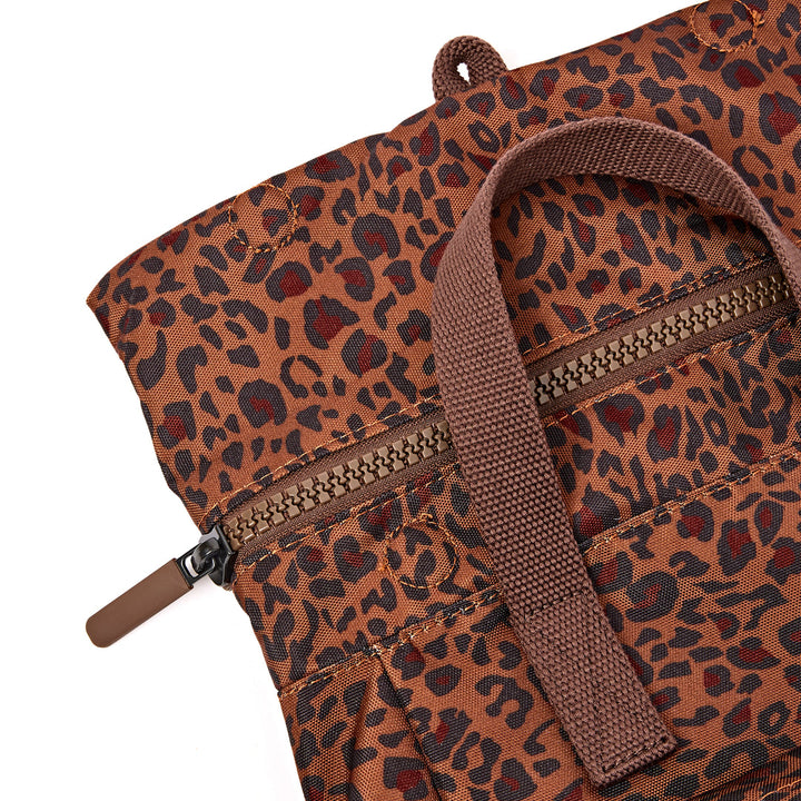 Roka London Canfield Roll Top Backpack Small- Mini Leopard Print