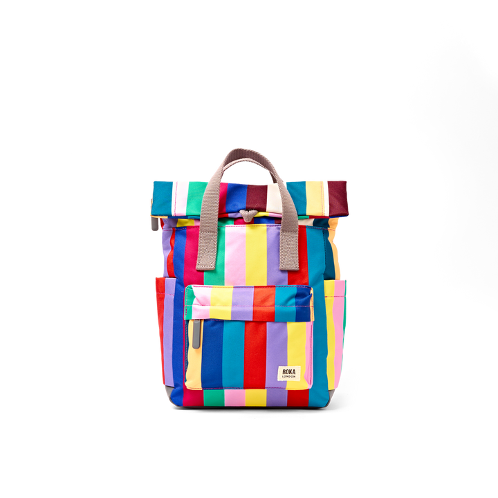 Roka London Canfield Roll Top Backpack - Small - Wide Multi Stripe