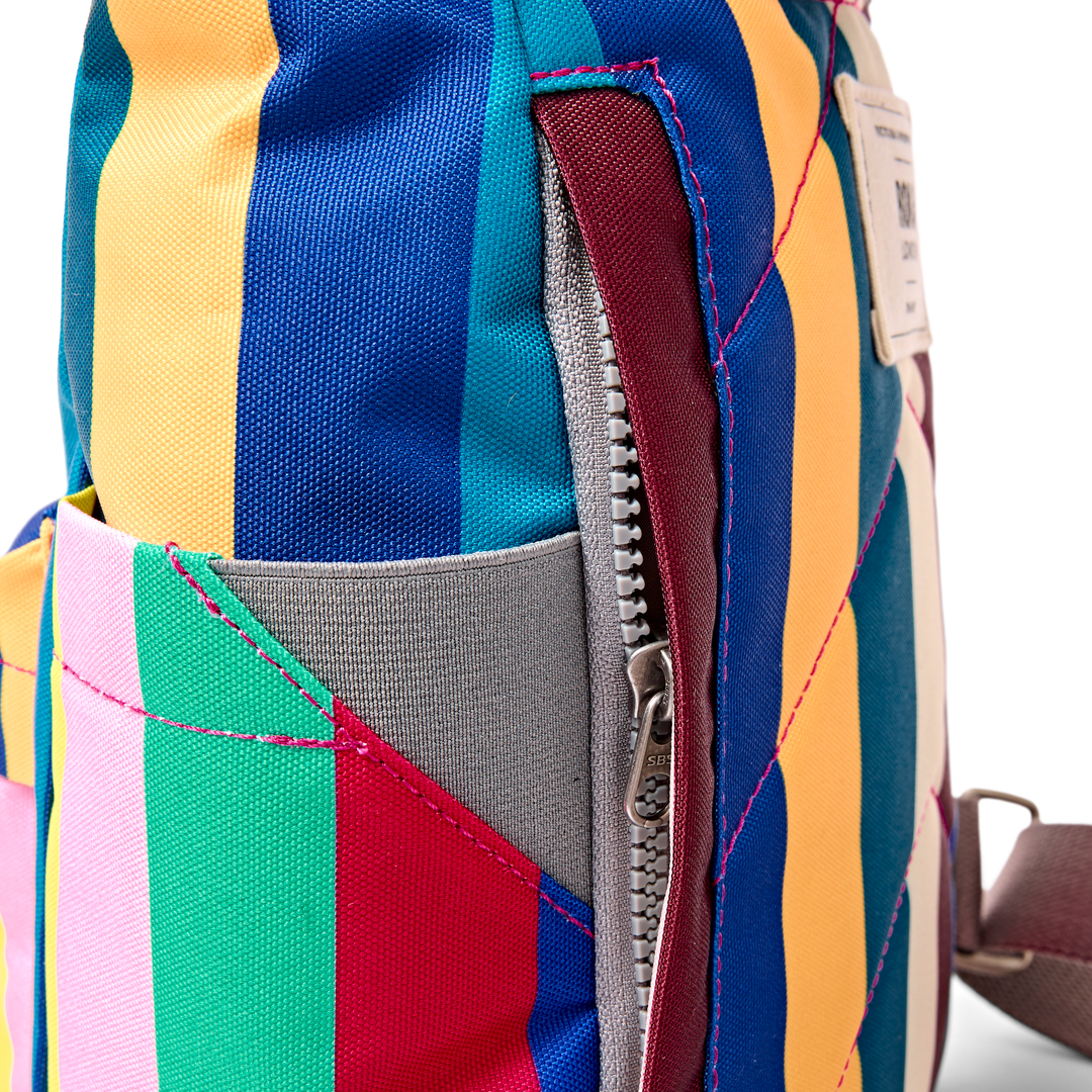 Roka London Canfield Roll Top Backpack - Small - Wide Multi Stripe