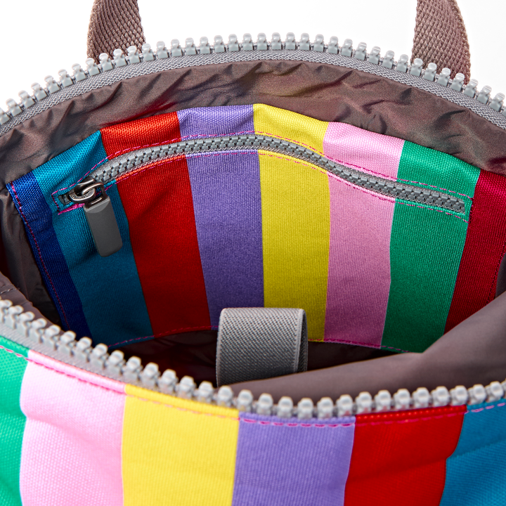 Roka London Canfield Roll Top Backpack - Small - Wide Multi Stripe