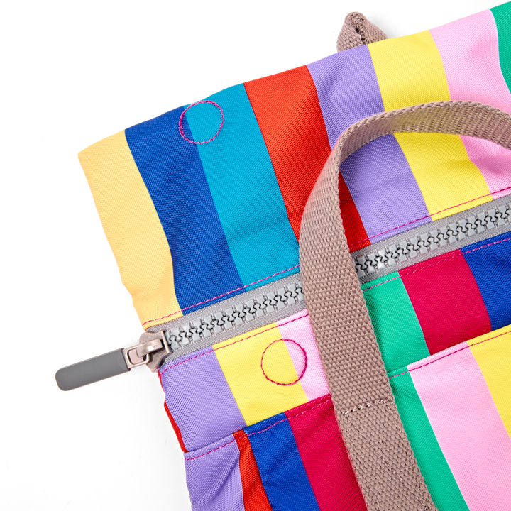 Roka London Canfield Roll Top Backpack - Small - Wide Multi Stripe