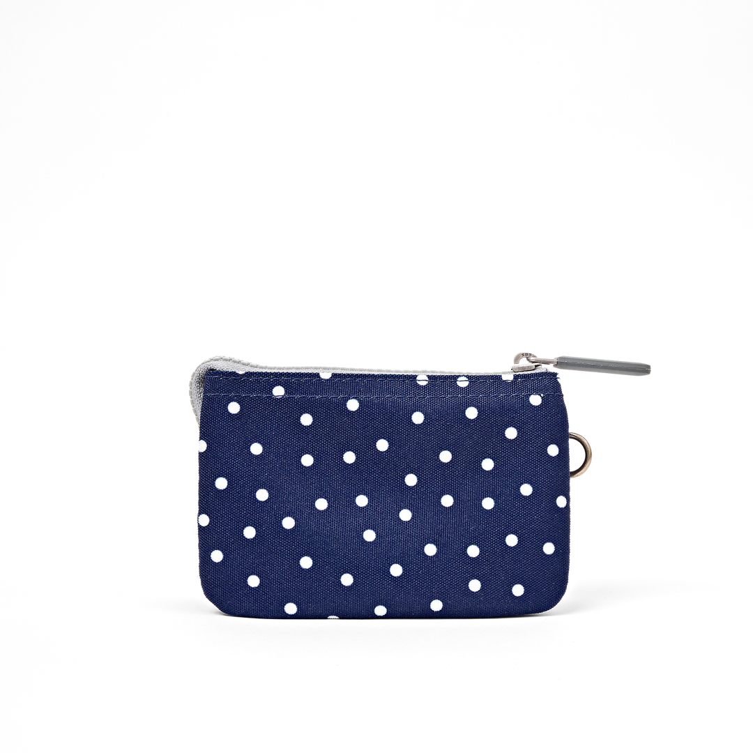 Roka London Carnaby Wallet - Small - Navy Polka Dot