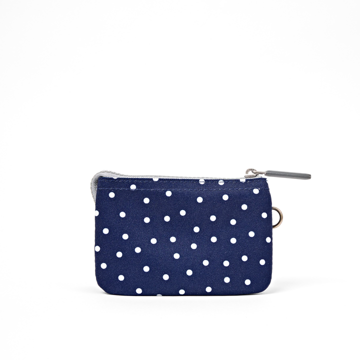 Roka London Carnaby Wallet - Small - Navy Polka Dot