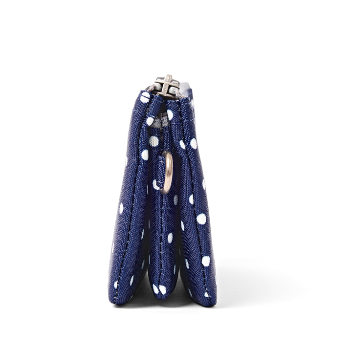 Roka London Carnaby Wallet - Small - Navy Polka Dot