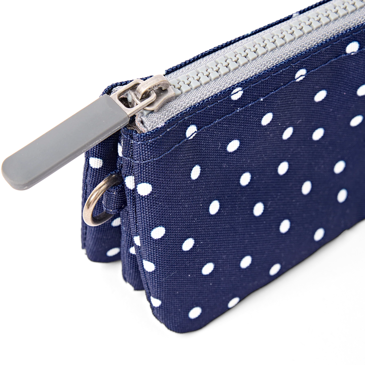 Roka London Carnaby Wallet - Small - Navy Polka Dot