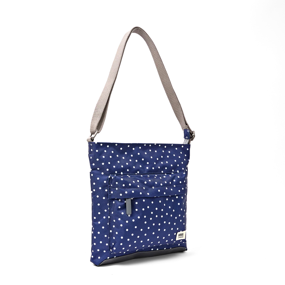 Roka London Kennington Crossbody Bag- Navy Dot