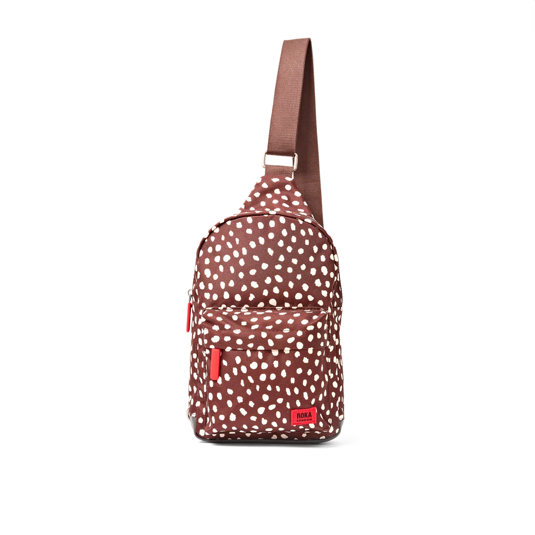 Roka London Willesden Brown Dot Large Sling Bag