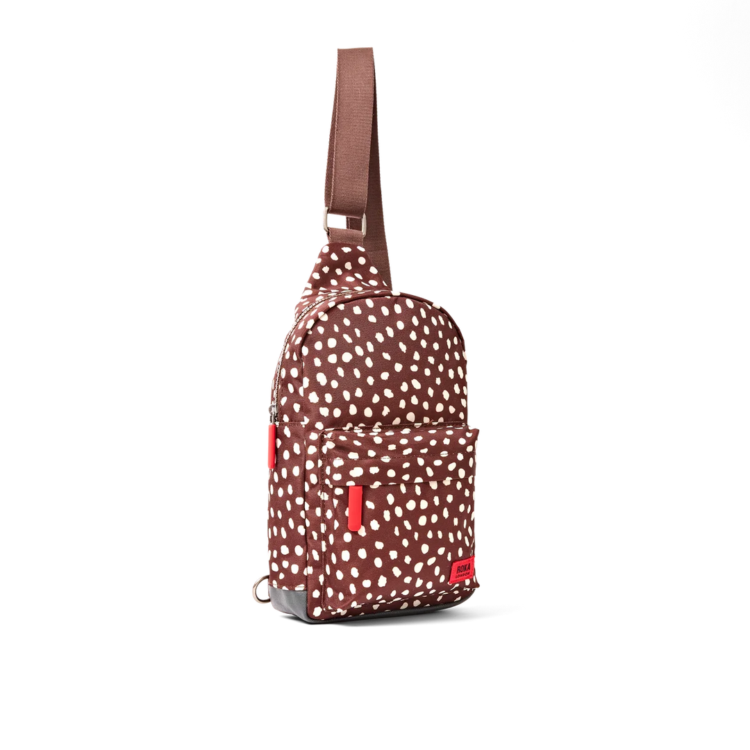 Roka London Willesden Brown Dot Large Sling Bag