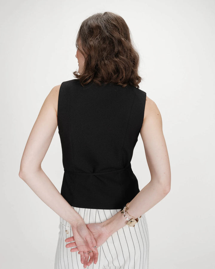Grace & Mila Vilmont Fitted Tie-Front Vest - Black