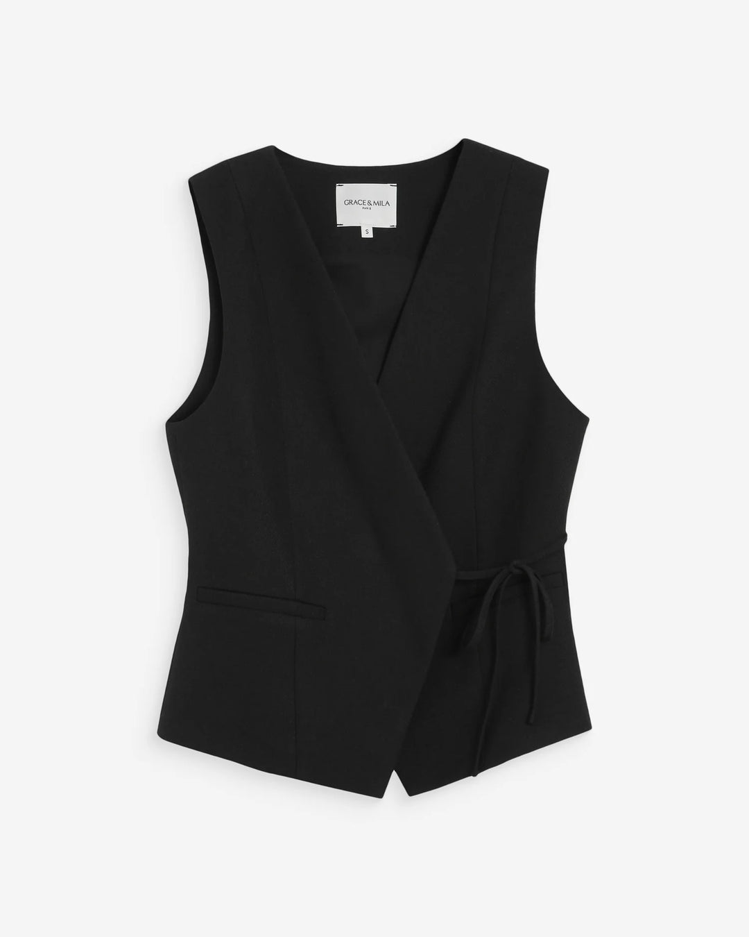 Grace & Mila Vilmont Fitted Tie-Front Vest - Black