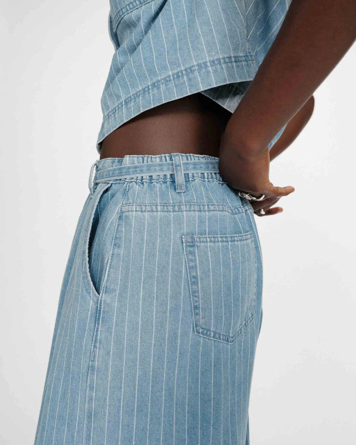 Grace & Mila Elasticated Denim Jeans- Striped Blue