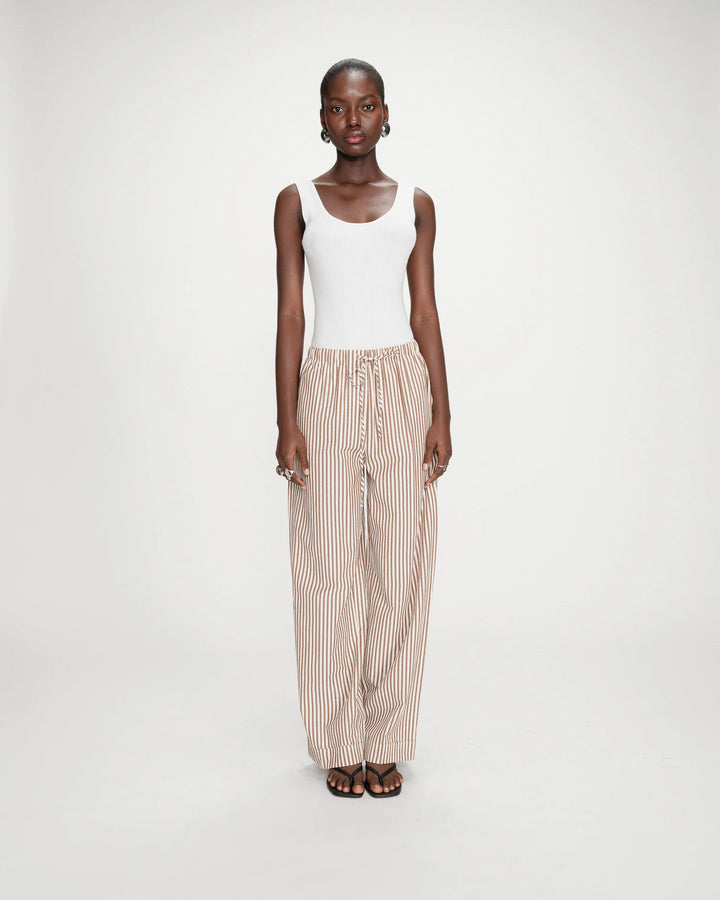 Grace & Mila Wide Stiped Pants - Mocha