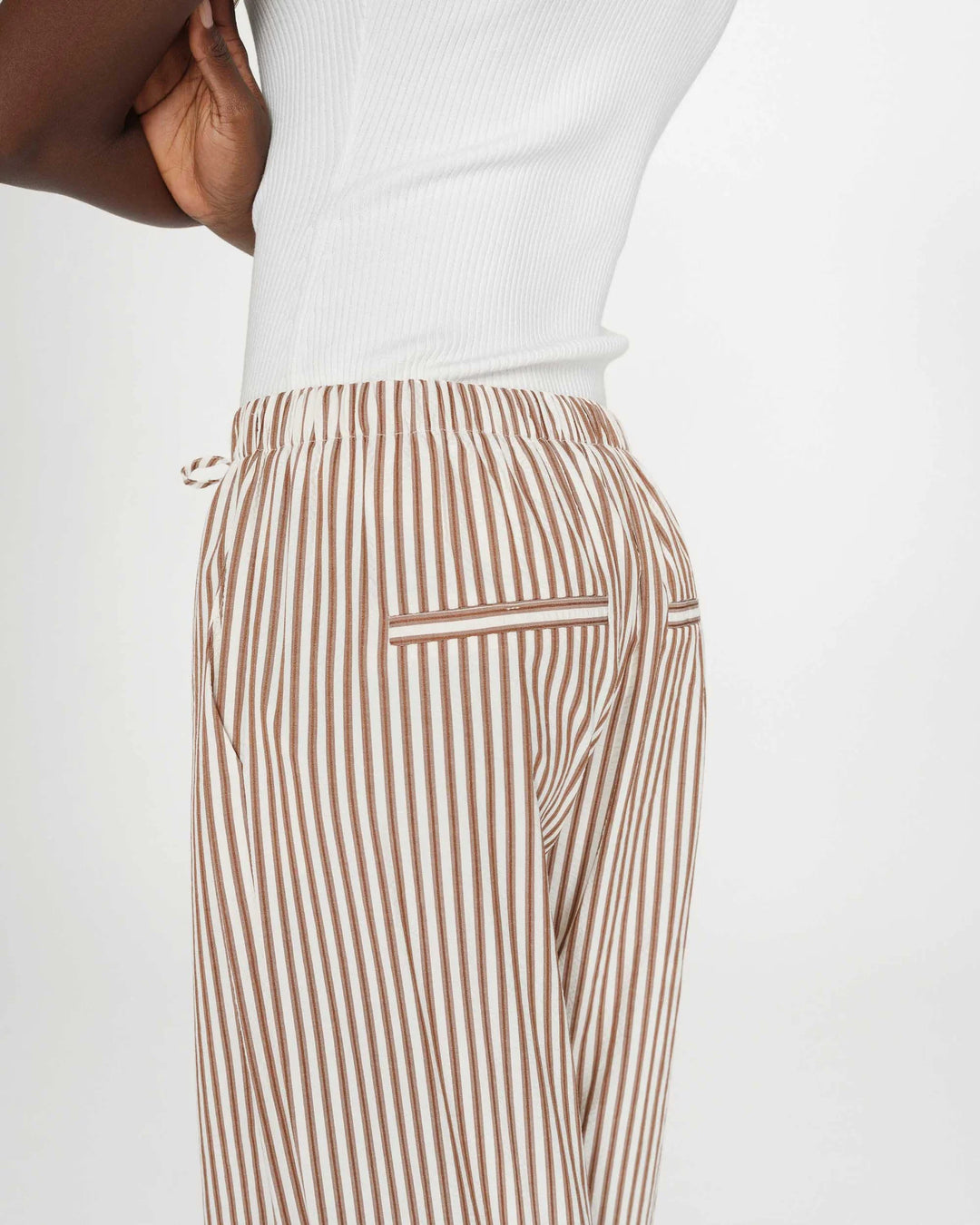 Grace & Mila Wide Stiped Pants - Mocha