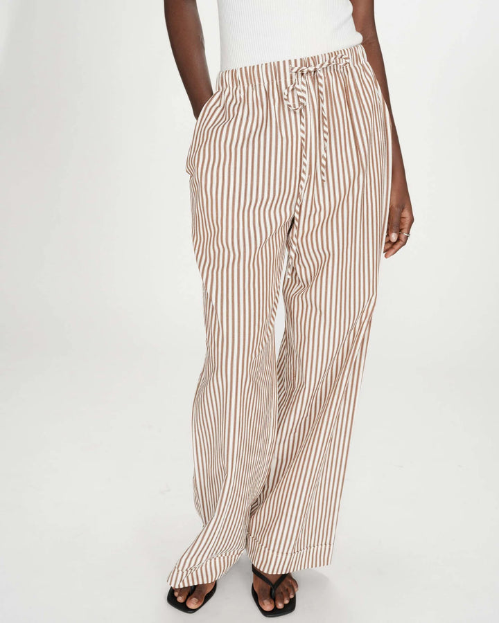 Grace & Mila Wide Stiped Pants - Mocha