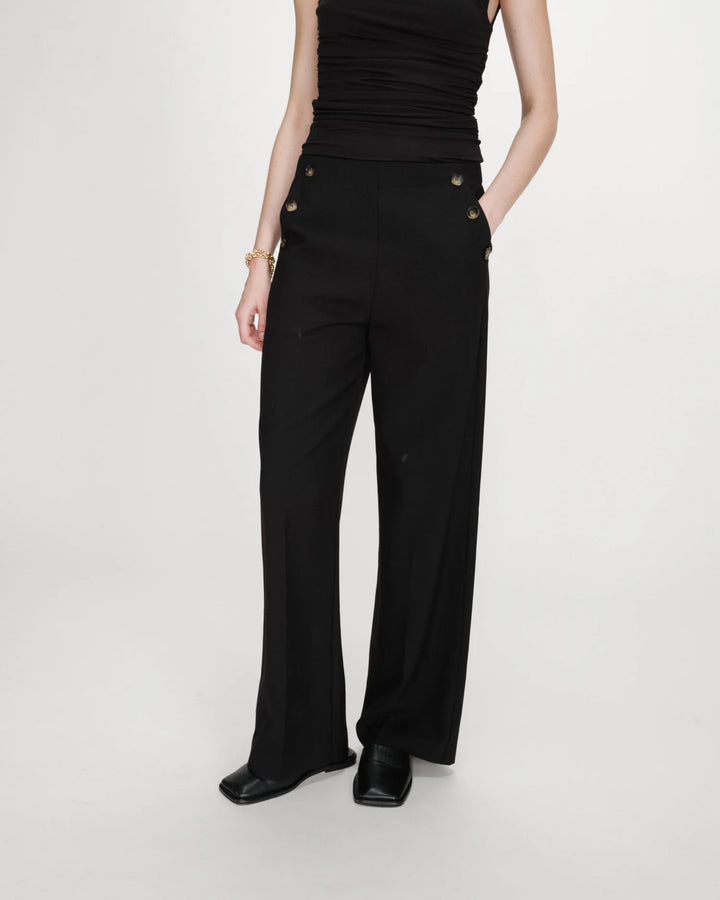 Grace & Mila Valigny Tailored Trousers With Button Detailing- Black