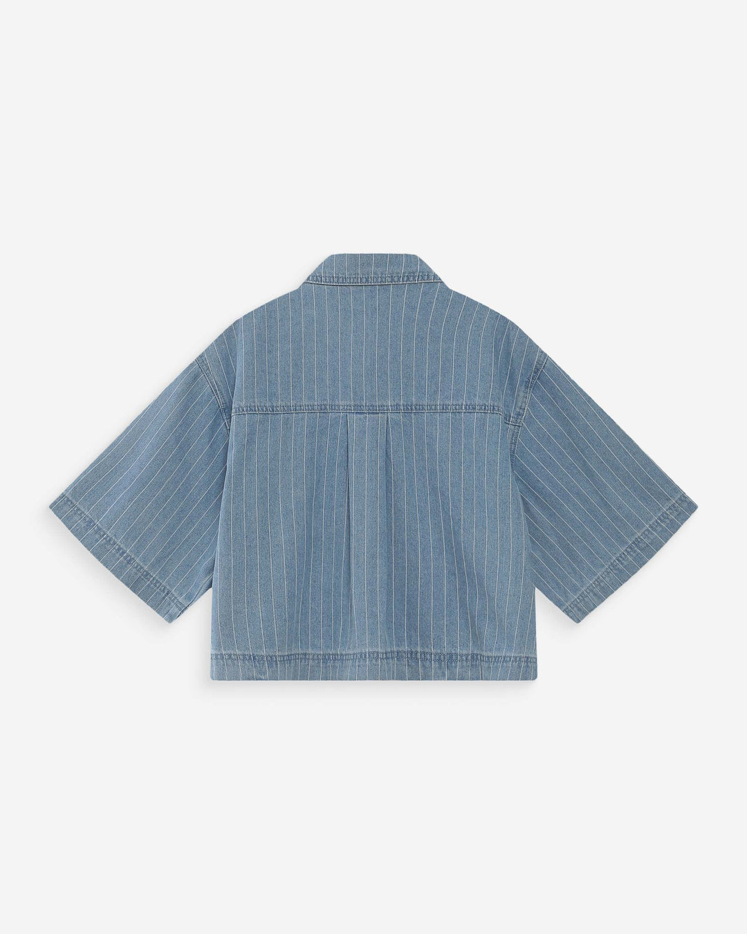 Grace & Mila Cropped Denim Shirt Striped Blue Vita