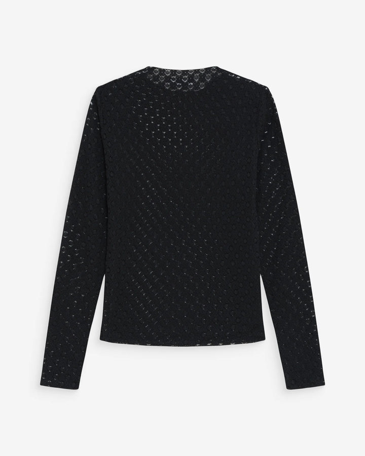 Grace & Mila Valmy Long- Sleeve Sheer Lace Top - Black