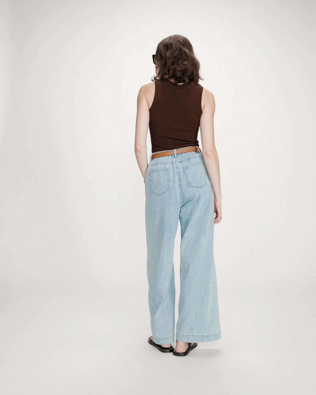 Grace & Mila Valou Embroidered Tank Top- Chocolate