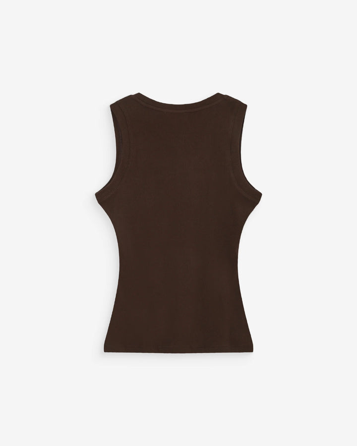 Grace & Mila Valou Embroidered Tank Top- Chocolate