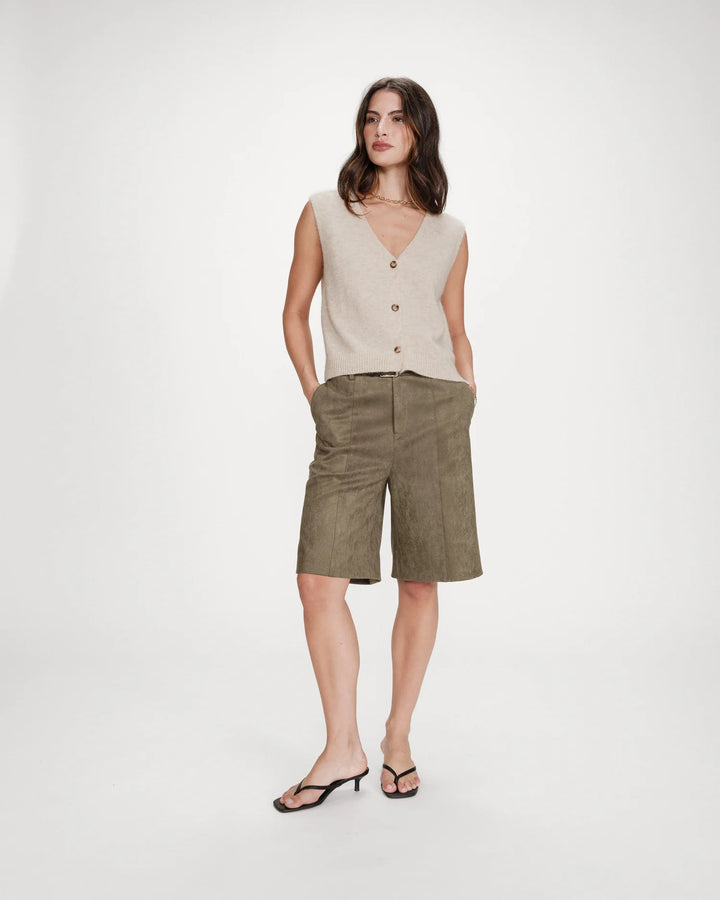 Grace & Mila Nars Sleeveless Buttoned Cardigan- Sand